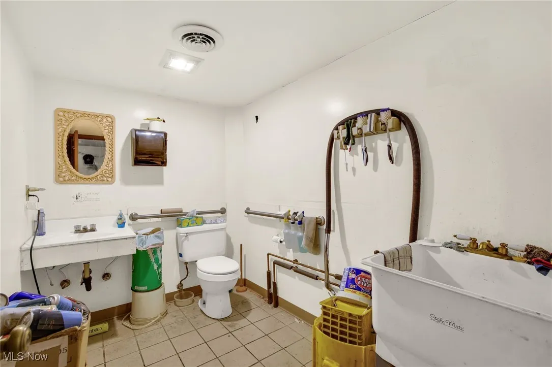 Bathroom on the second level of the commercial building