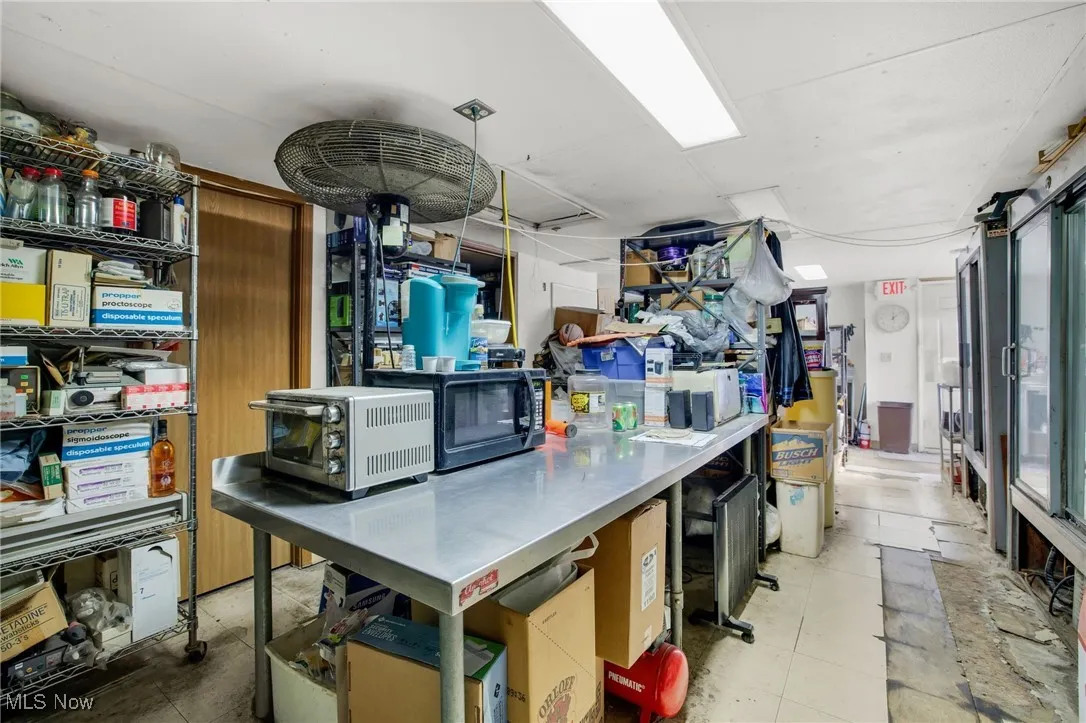 Storage area on the second level of the commercial building