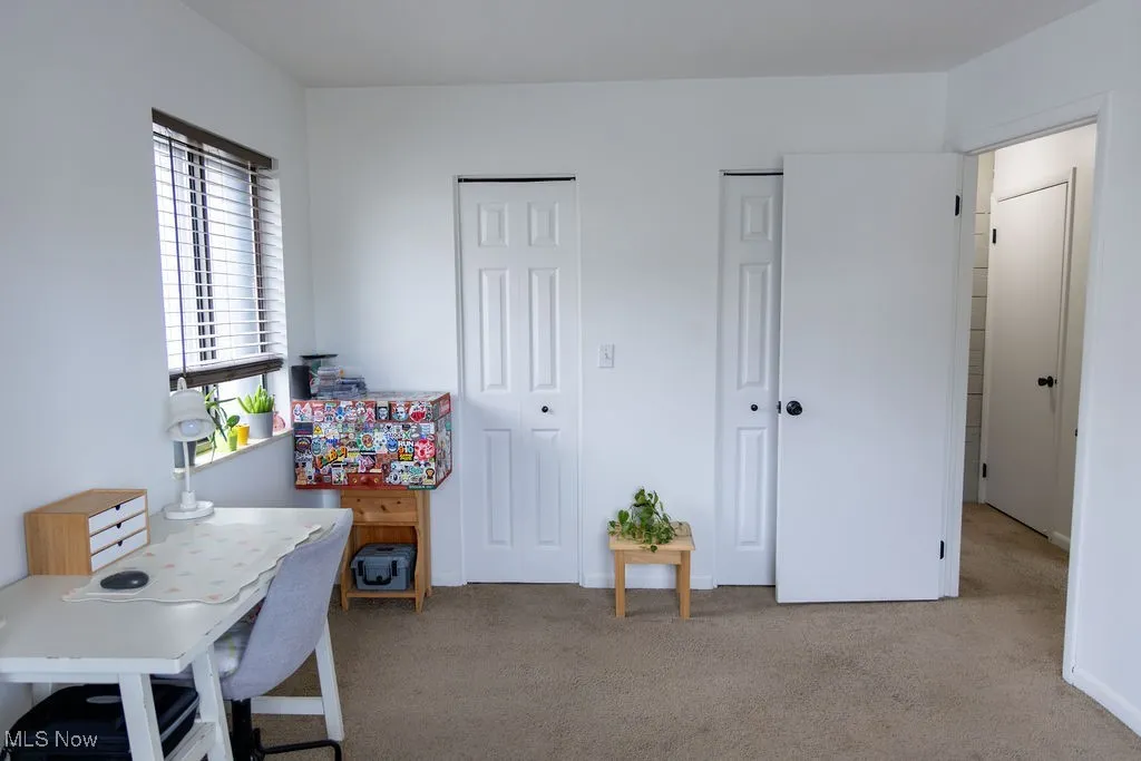 Office space with light carpet