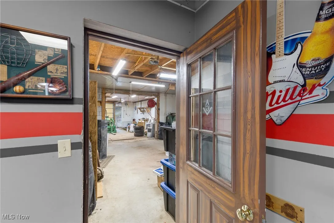 entrance to basement garage from game room