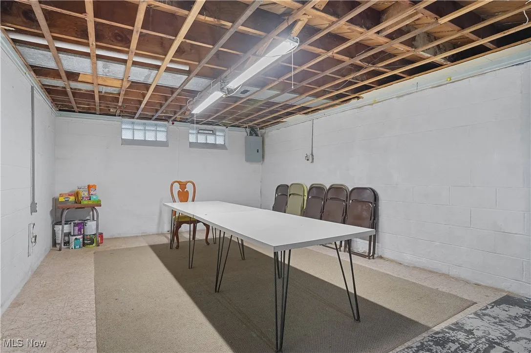 Recreation room with electric panel