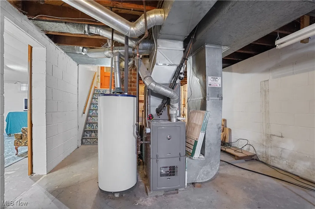 Utilities with heating unit and water heater