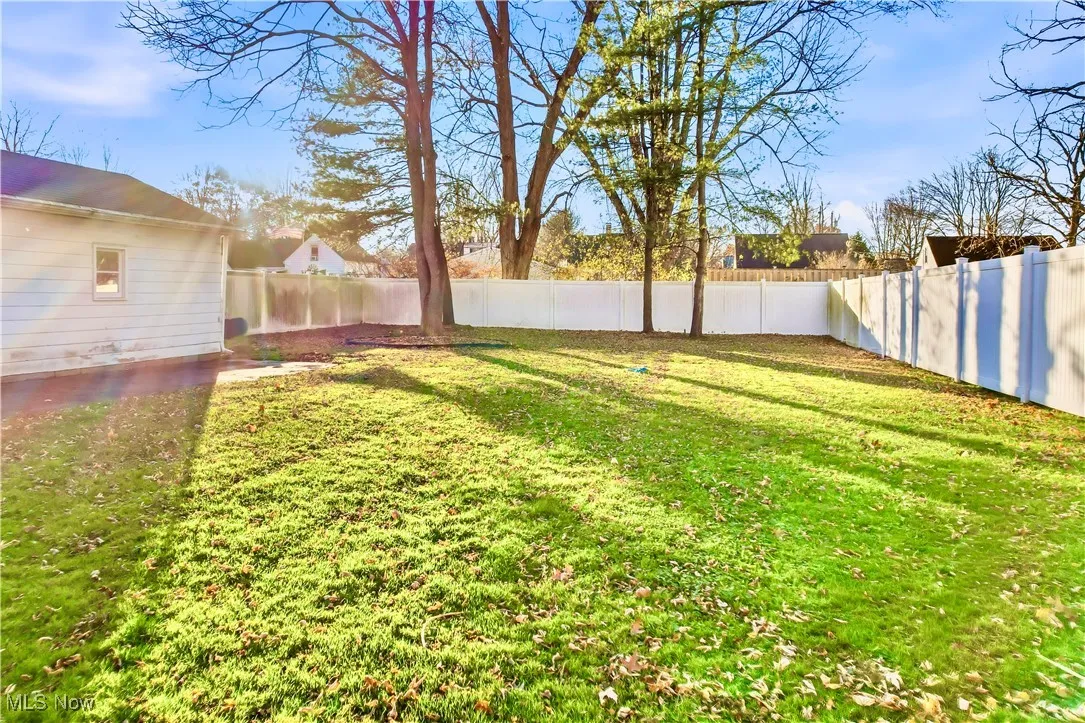 View of fenced backyard