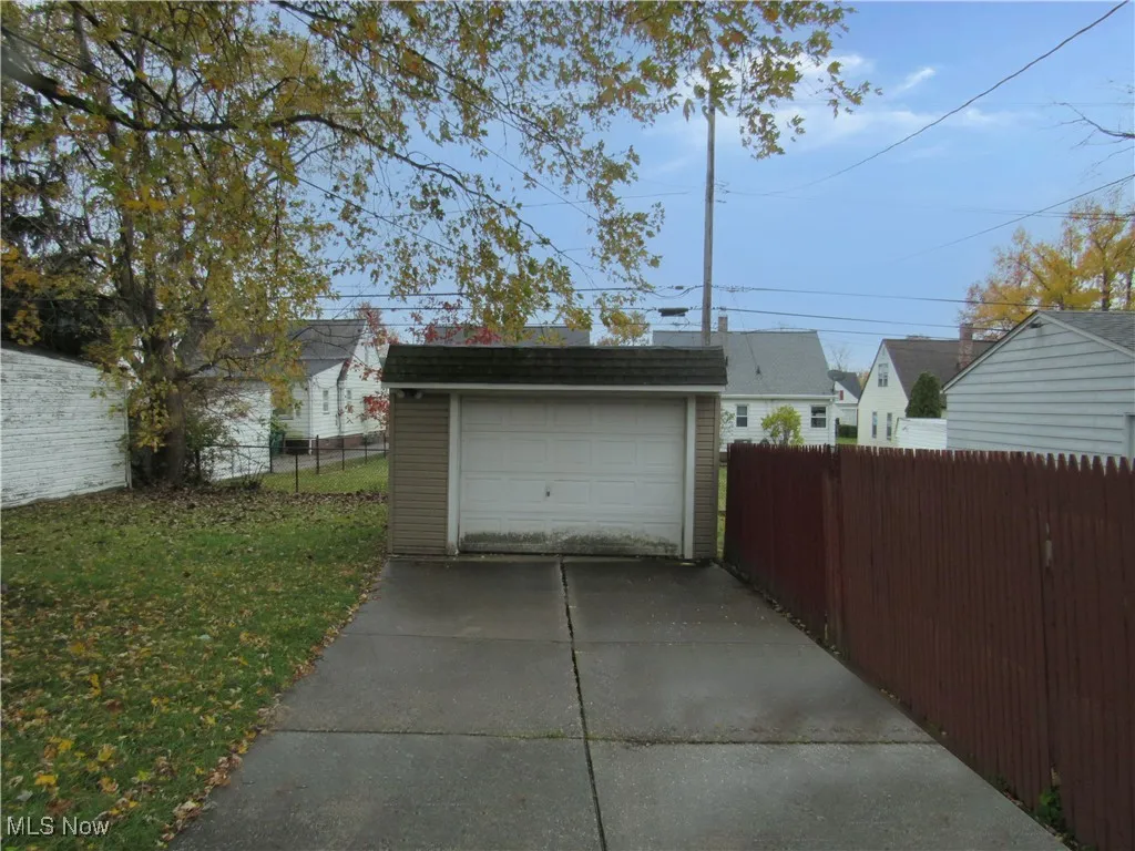 View of detached garage
