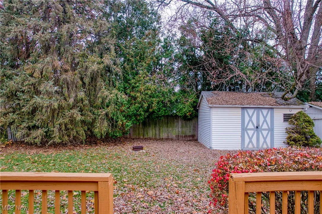 View of yard with a storage shed