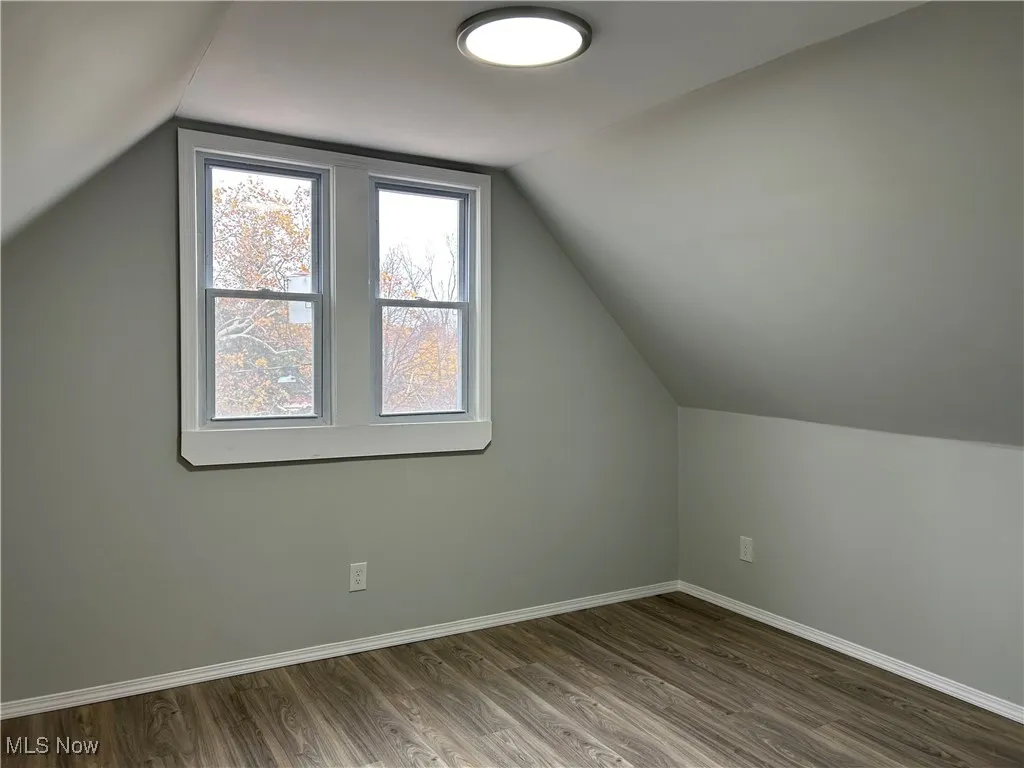 Additional living space featuring vaulted ceiling and wood finished floors