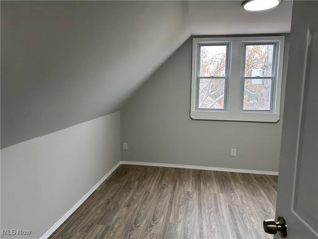 Additional living space featuring vaulted ceiling and wood finished floors