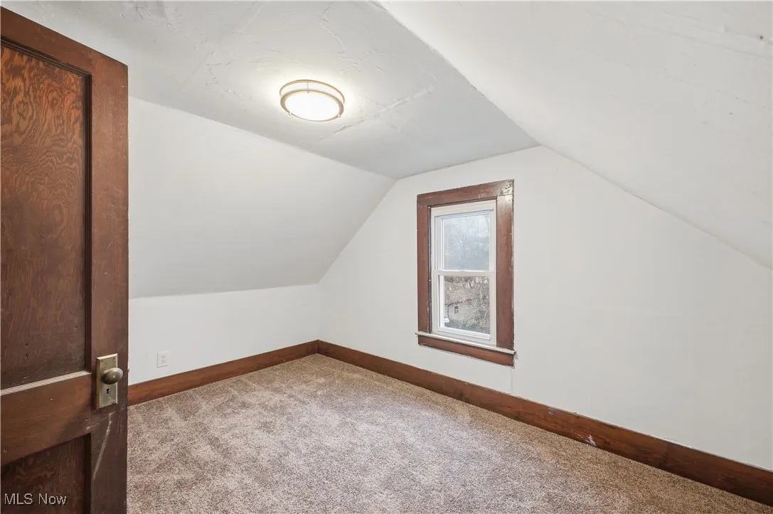 Bonus room with carpet floors and vaulted ceiling
