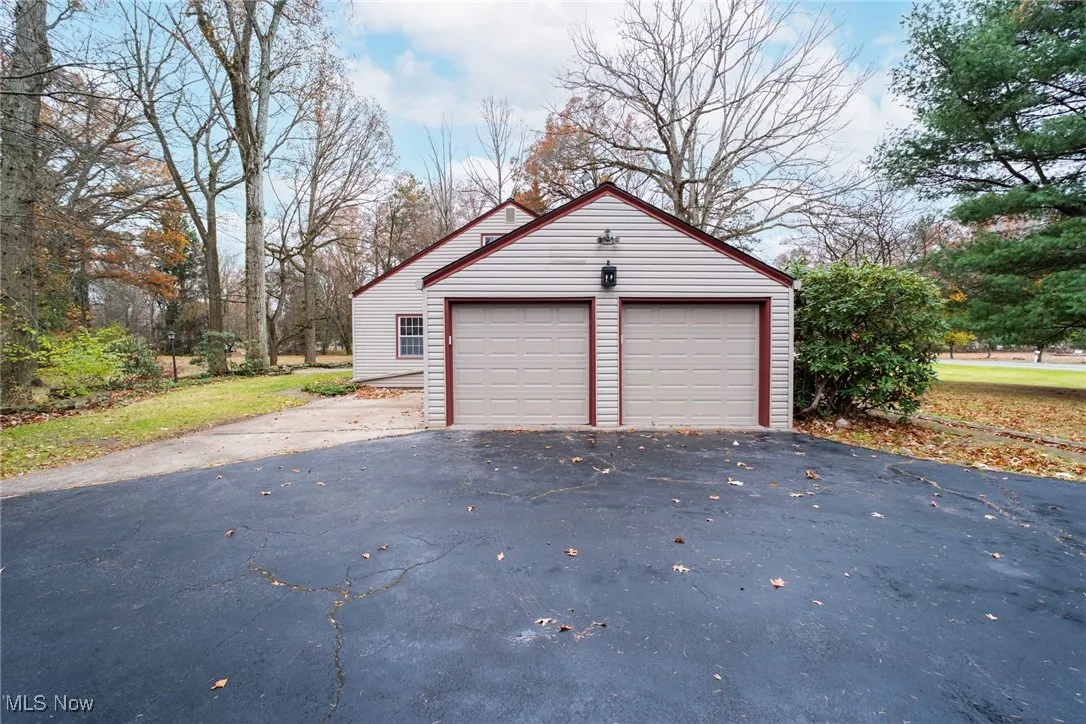 View of detached garage
