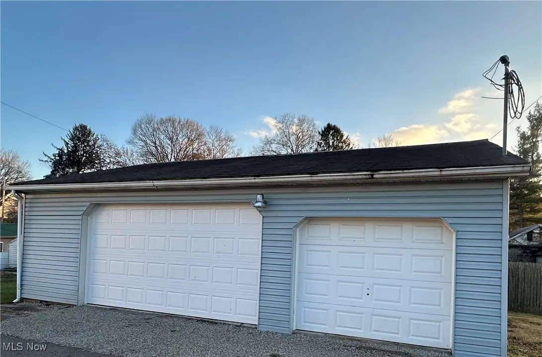 View of detached 3 car garage