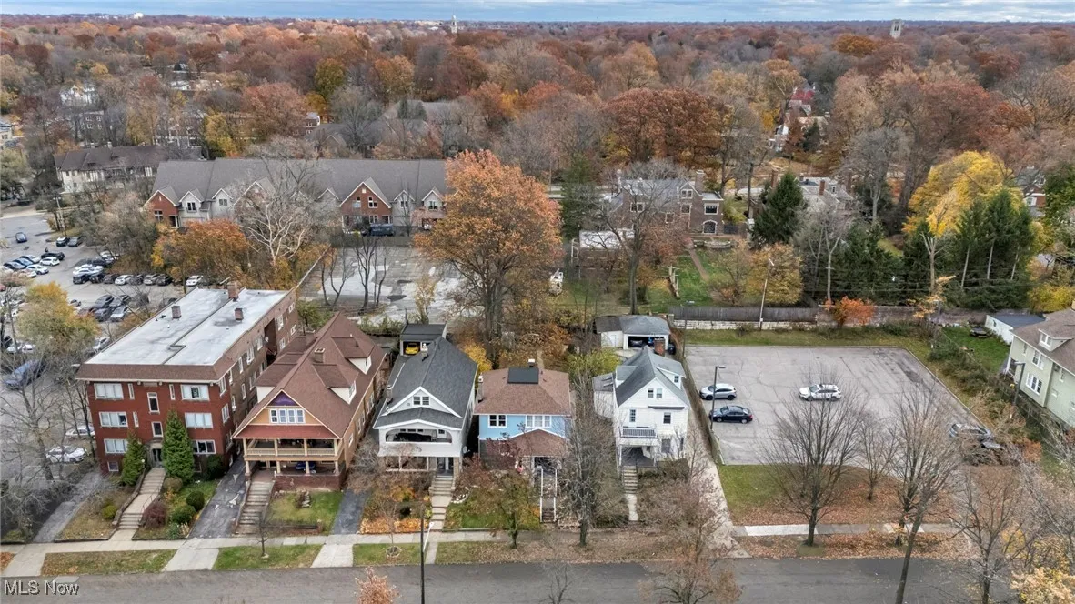 Aerial perspective of suburban area