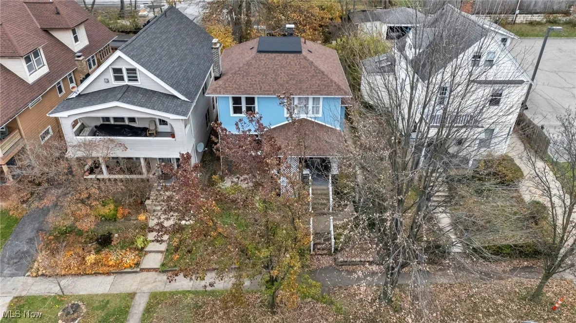 Aerial perspective of suburban area