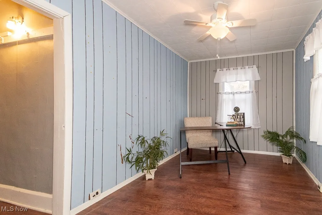 First-floor bedroom and closet being used as an office