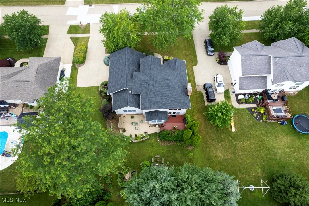 Drone / aerial view of a pool area
