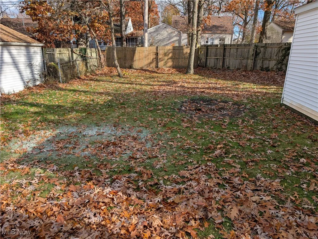 View of fenced backyard