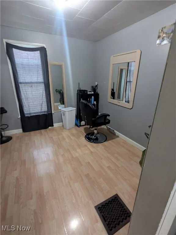 Dining room currently set up to cut hair