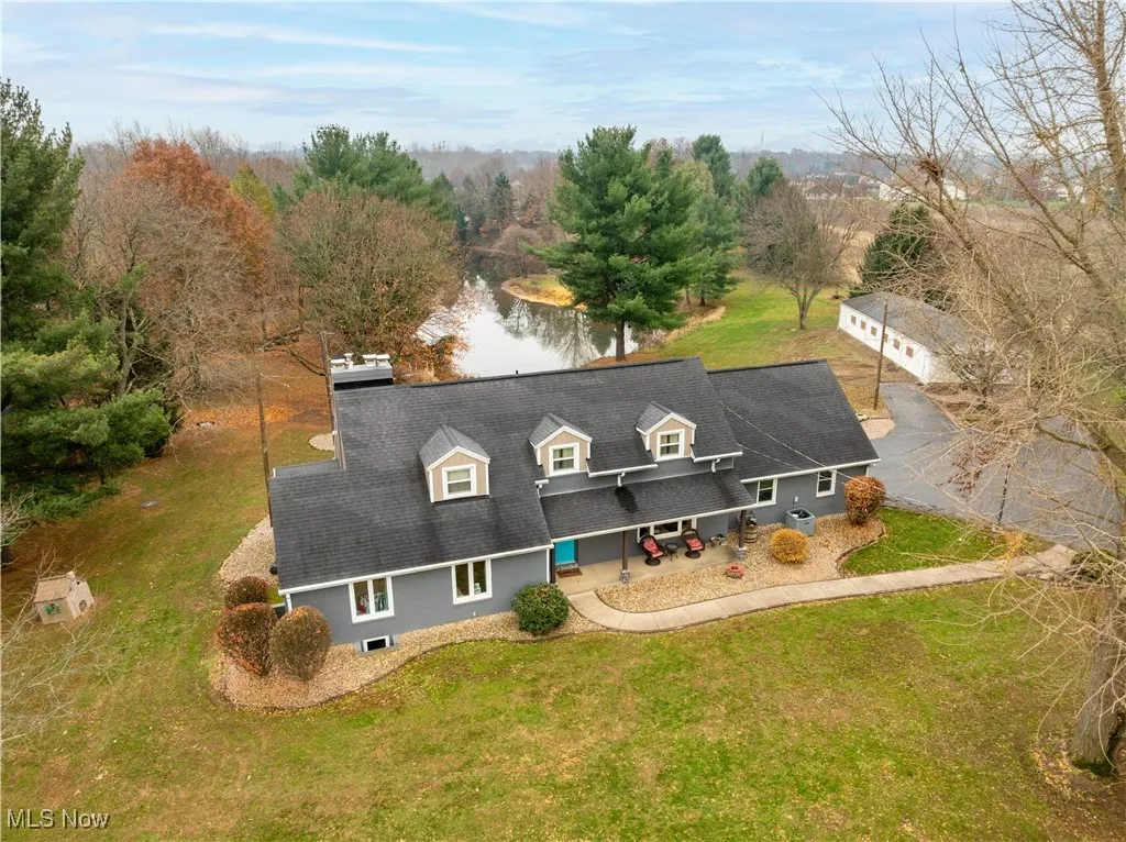 Beautiful aerial shot of the property from the front.