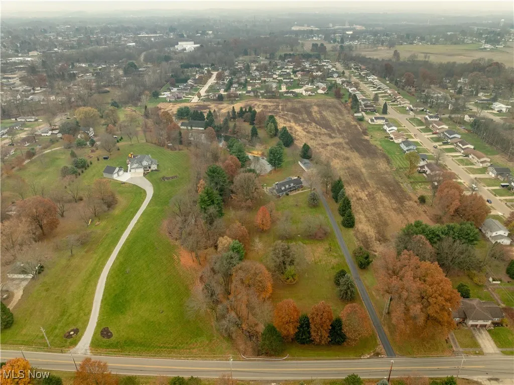 Aerial view of the entire property looking from the front to the rear.