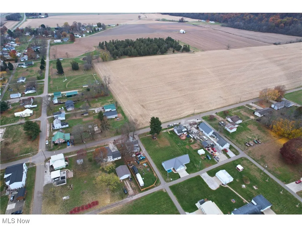 Aerial overview of property's location featuring rural landscape
