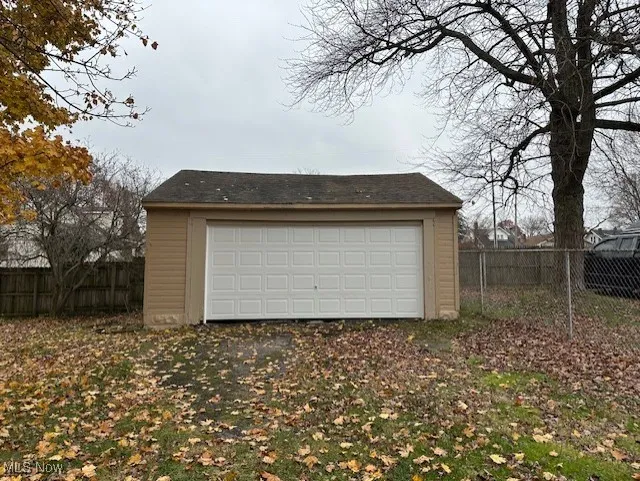 View of detached garage