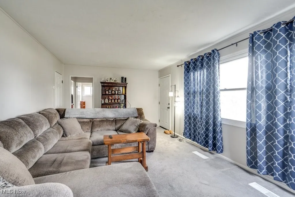 View of carpeted living area