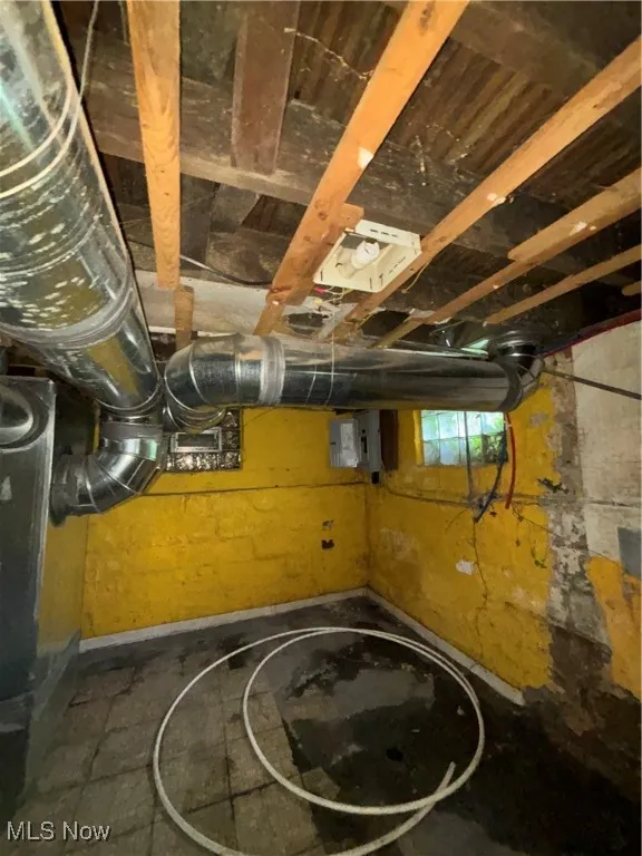 Basement with electric panel