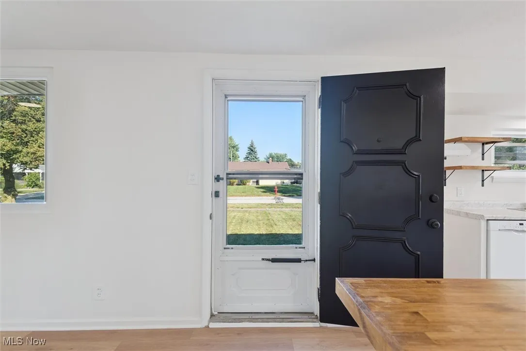 Entryway featuring wood finished floors and healthy amount of natural light