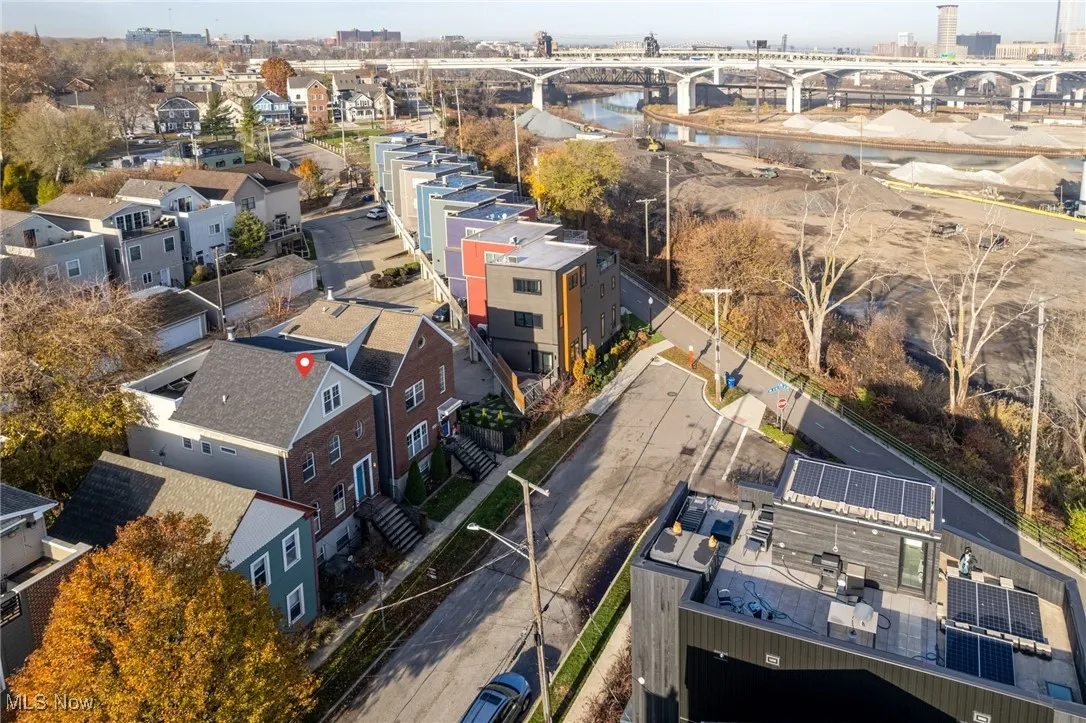 View of urban area with a large body of water