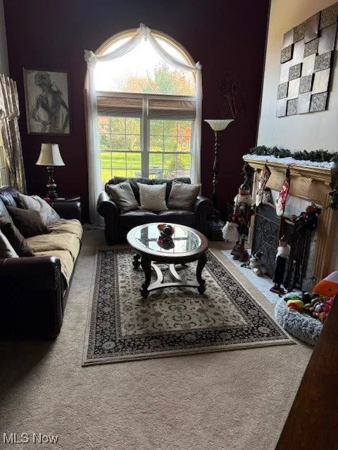 View of carpeted living area