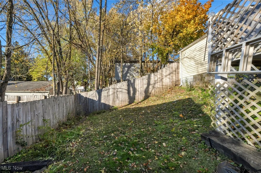 View of fenced backyard