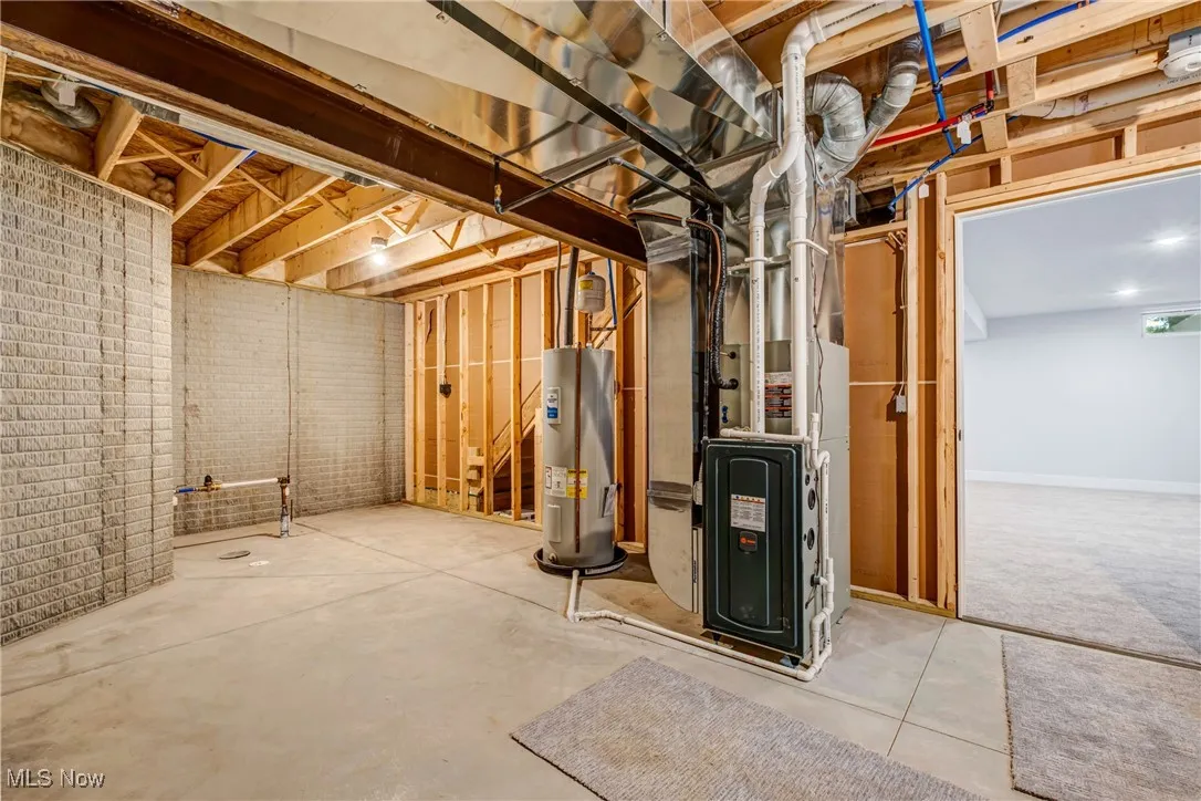 Basement with electric water heater