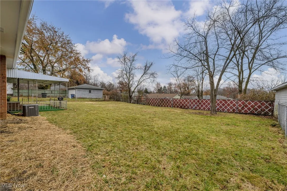 View of fenced backyard