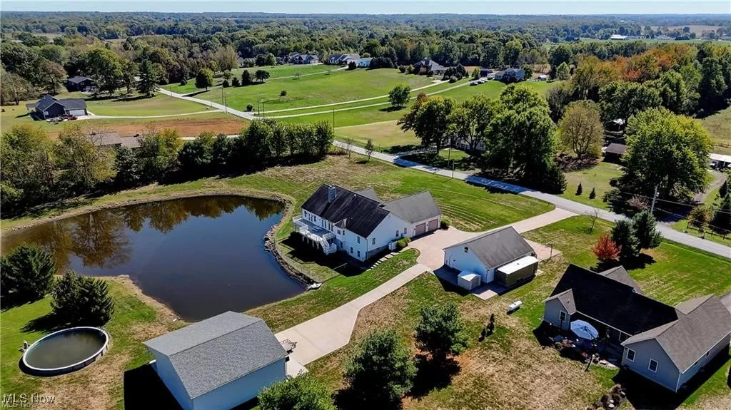 Bird's eye view of a nearby body of water