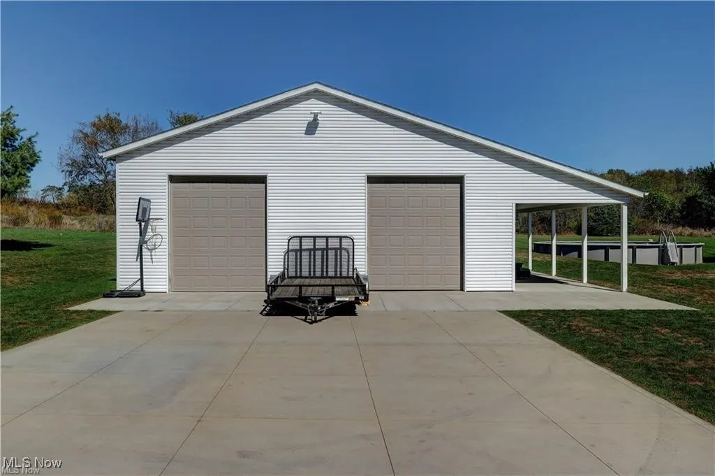View of detached garage