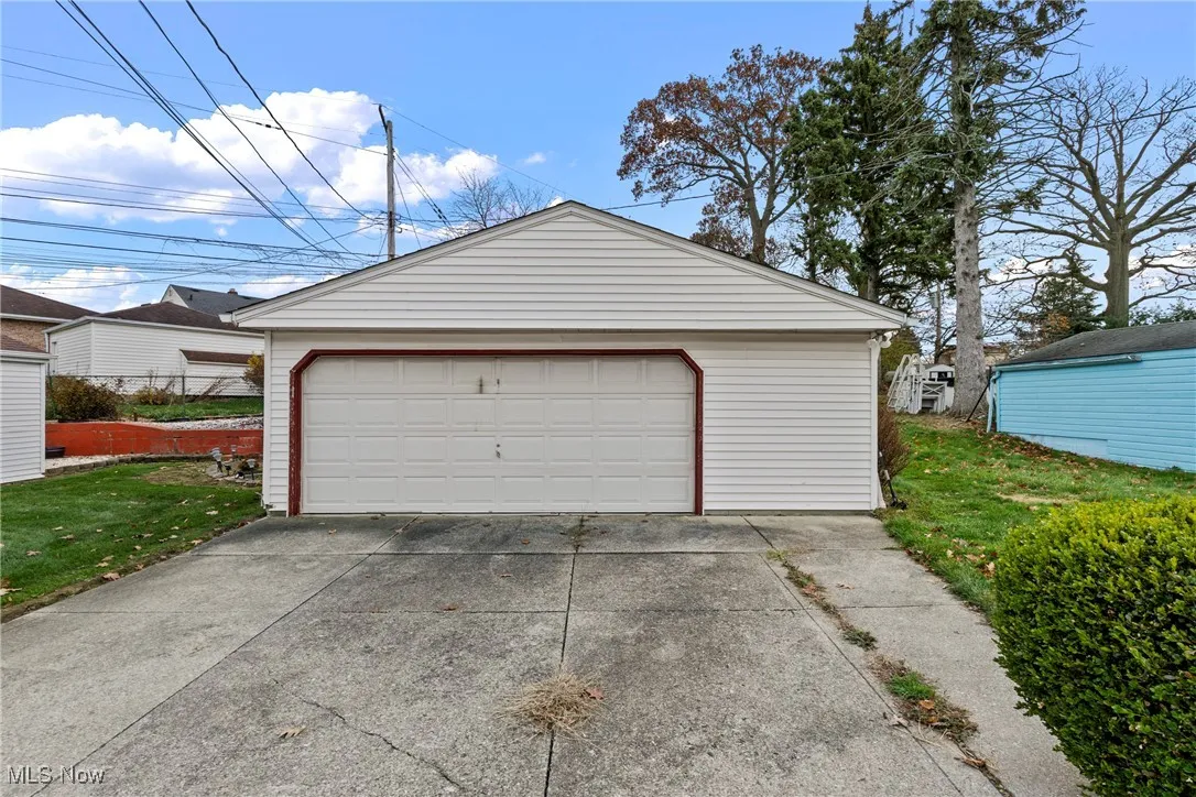 View of detached 2.5 car garage
