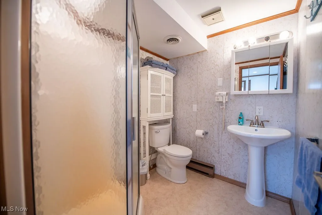 Full bath area in lower level