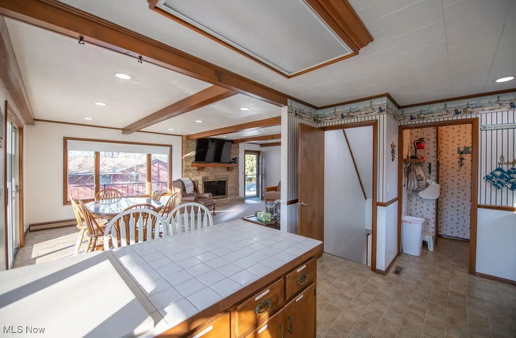 View of dining open to kitchen area