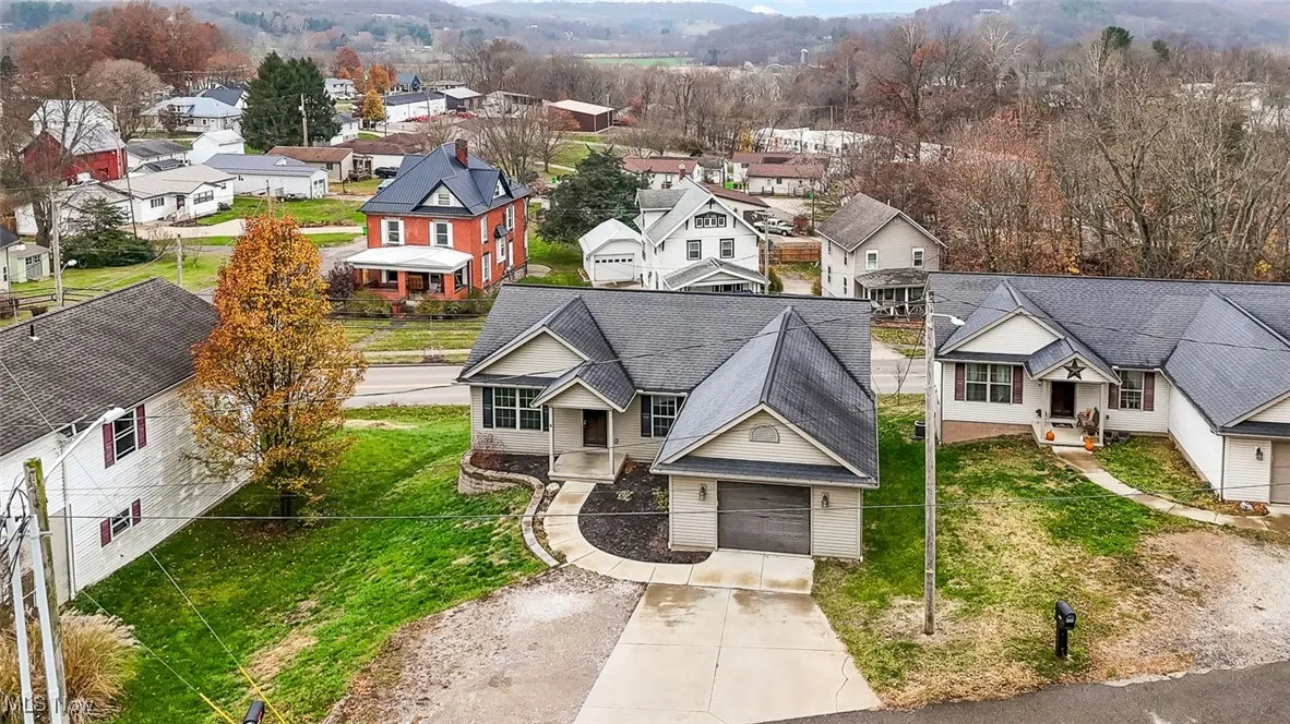 Aerial perspective of suburban area