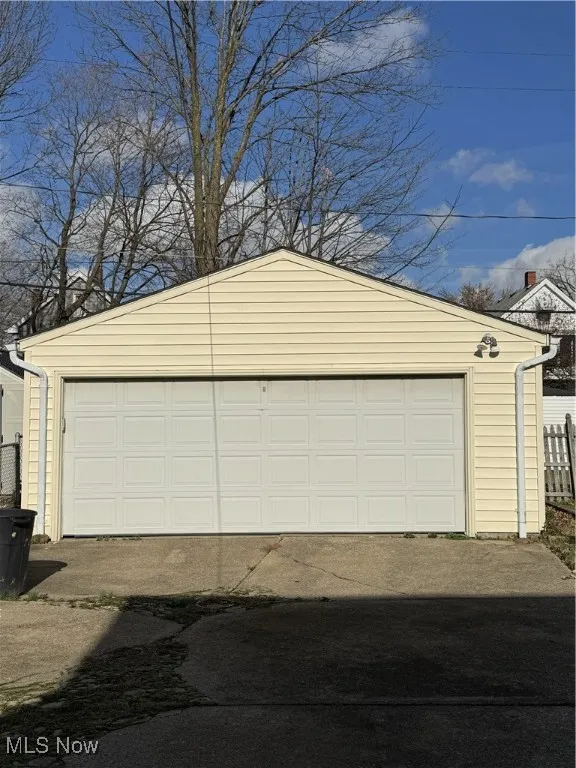 View of detached garage