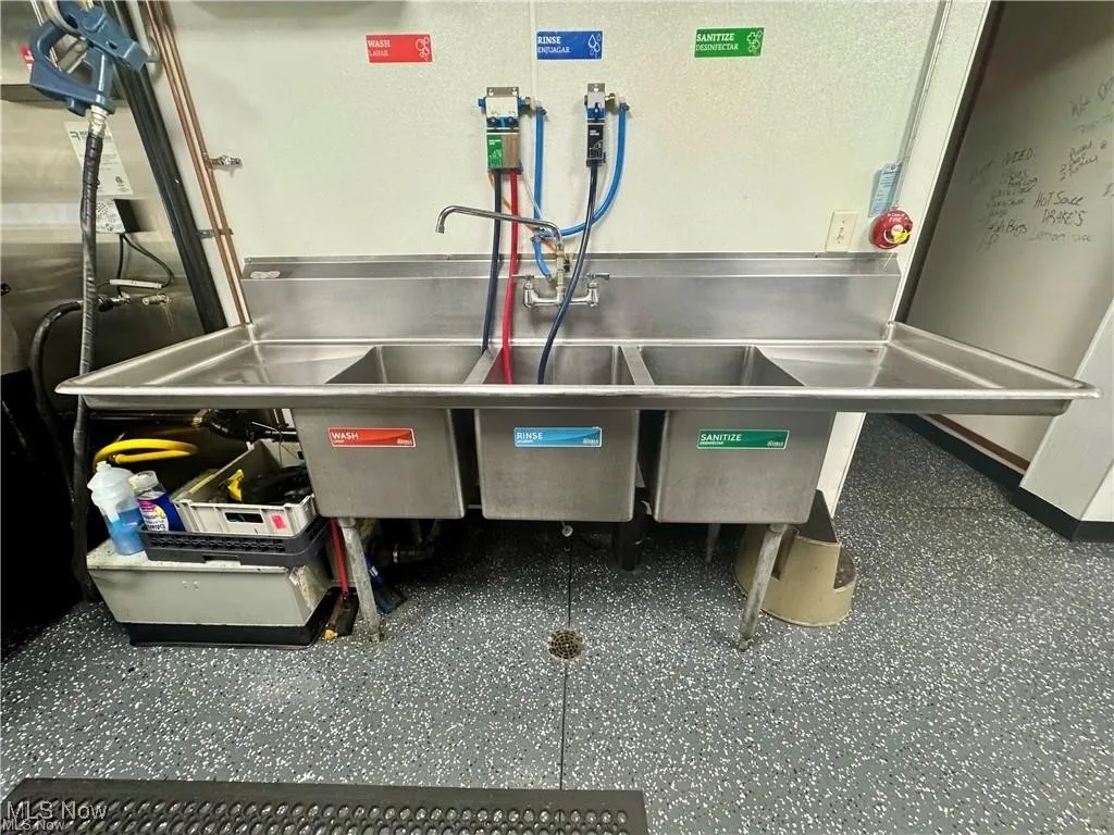 Kitchen with stainless steel counters