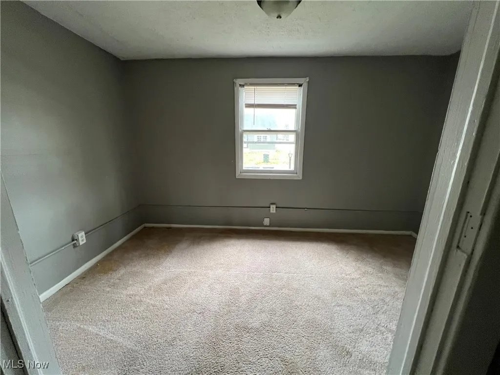 Carpeted empty room with baseboards
