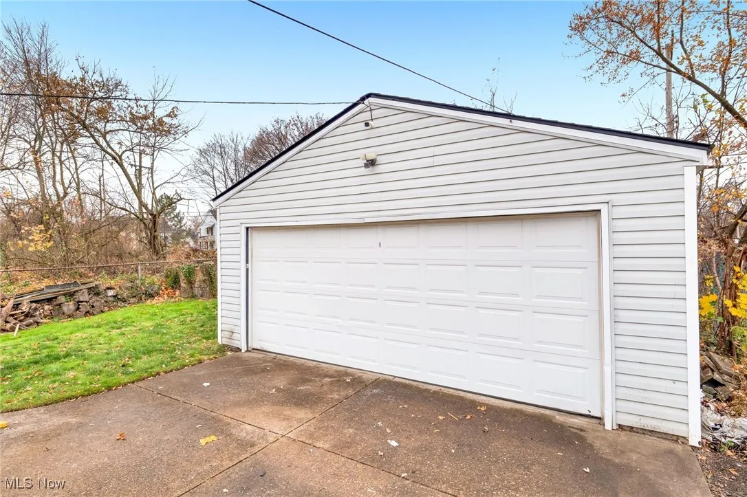 View of detached garage