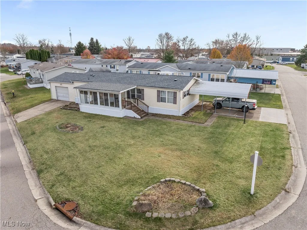 Aerial perspective of suburban area