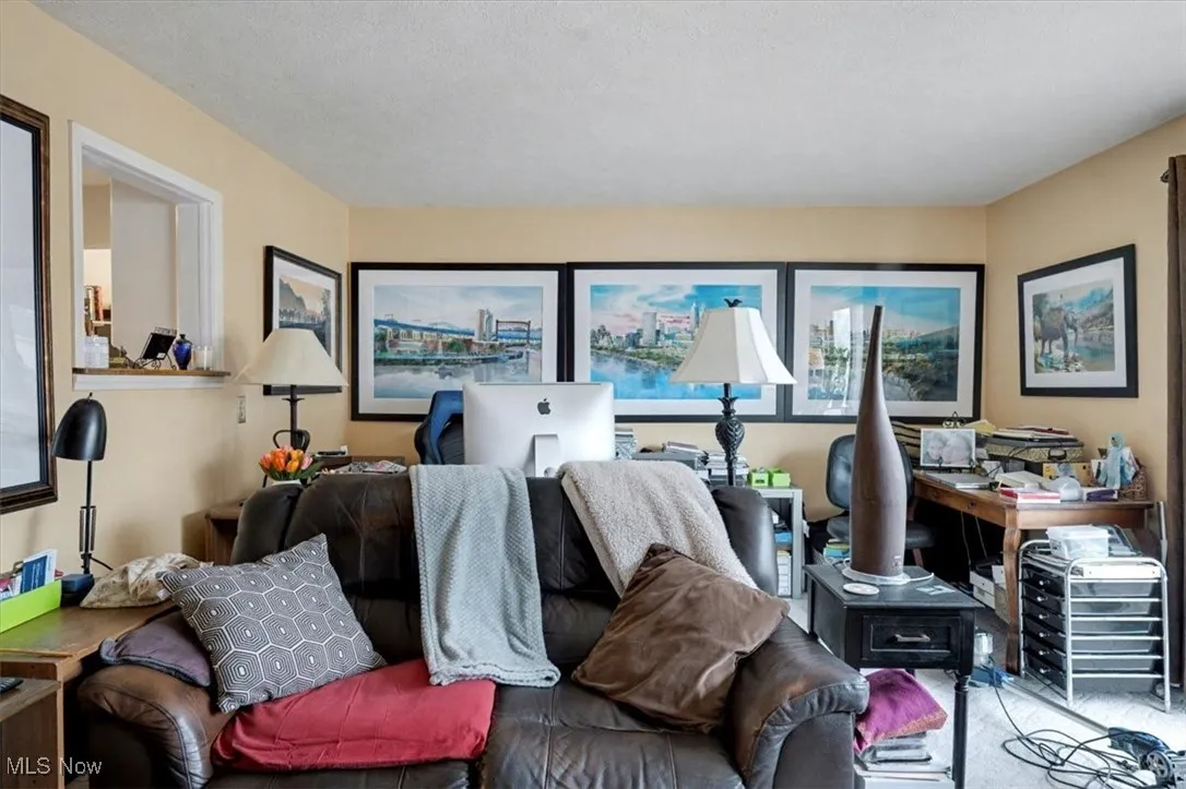 Office featuring a textured ceiling