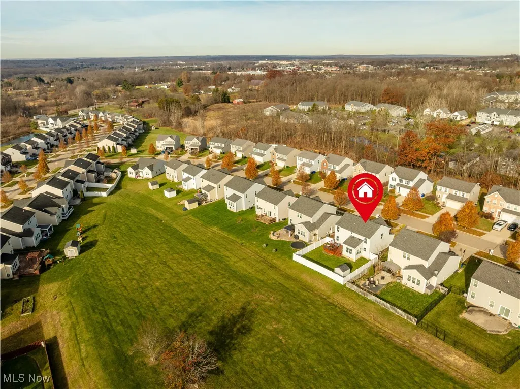 Aerial perspective of suburban area