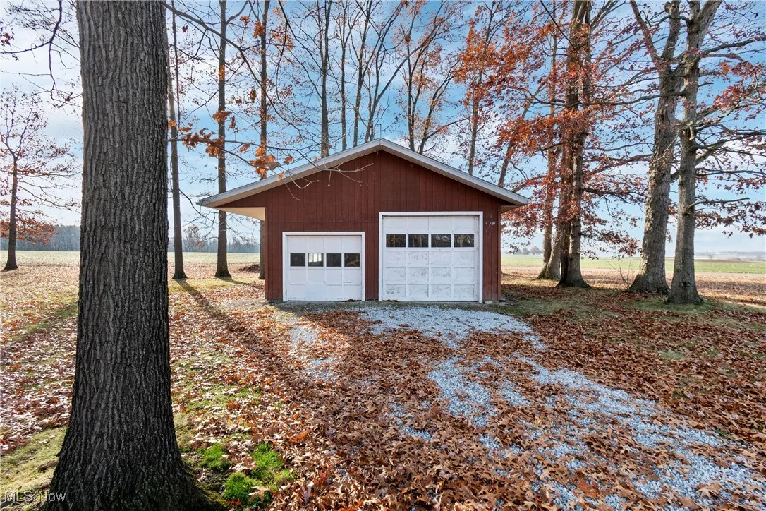 View of detached garage