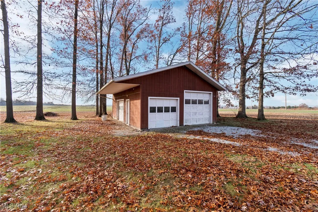 View of detached garage