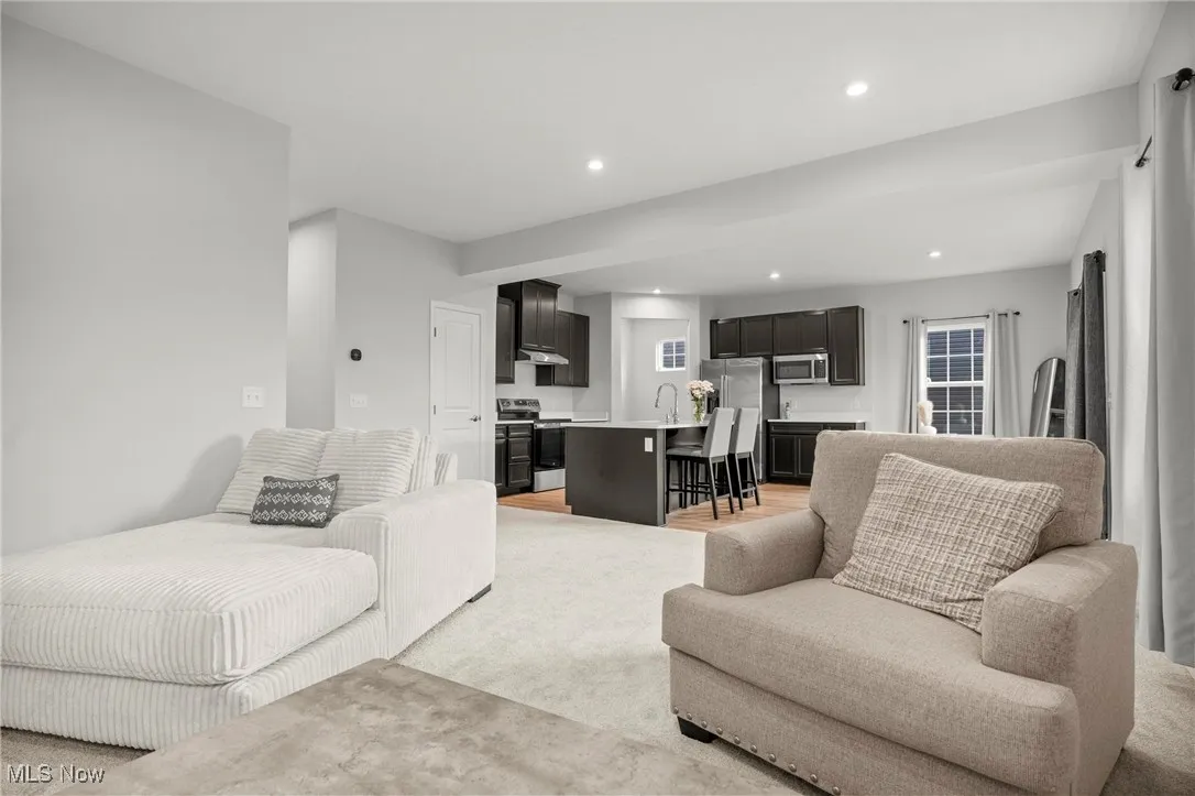 Living area with recessed lighting