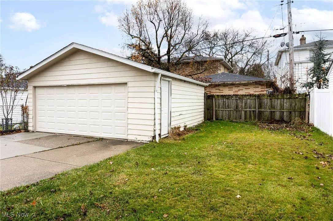 View of detached garage