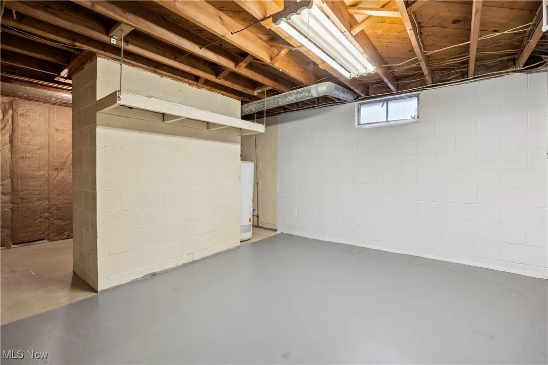 Below grade area with water heater